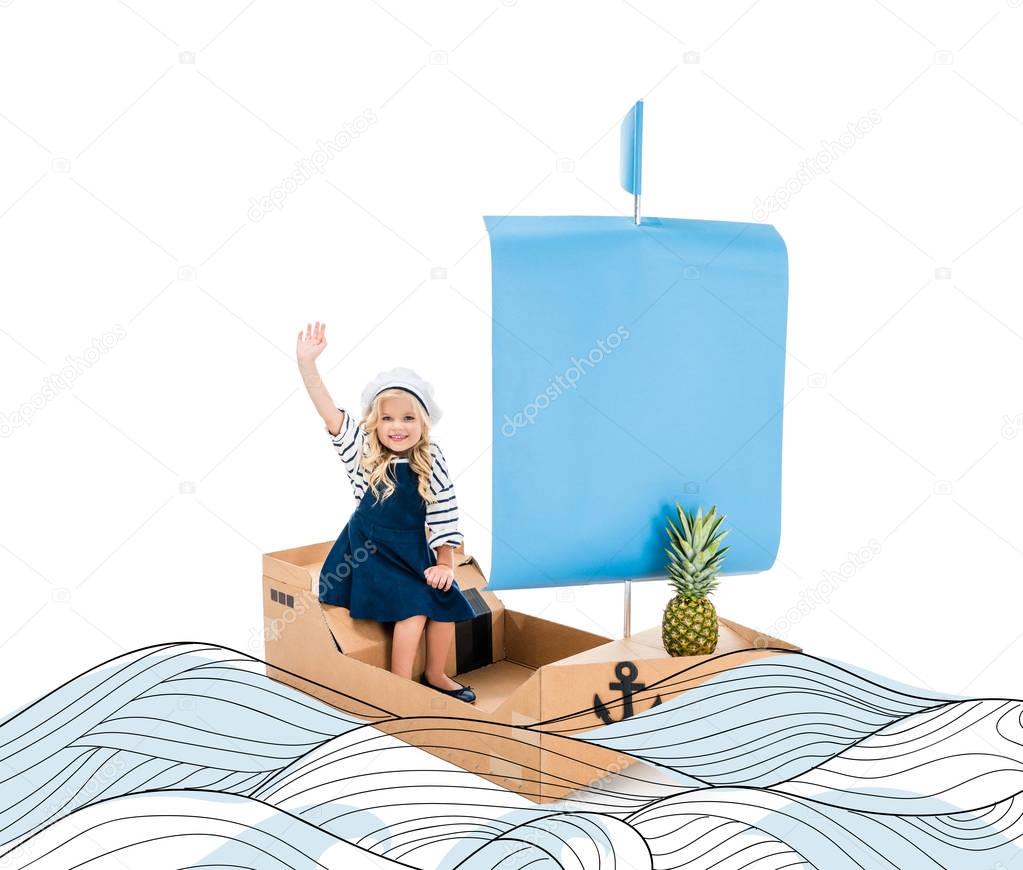 child playing with boat