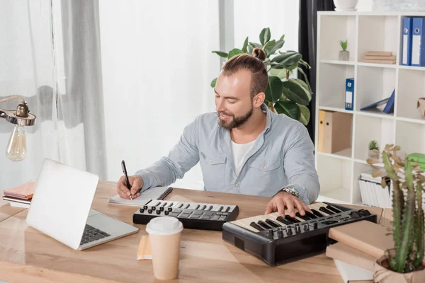 Stock image sound producer working with mpc pads