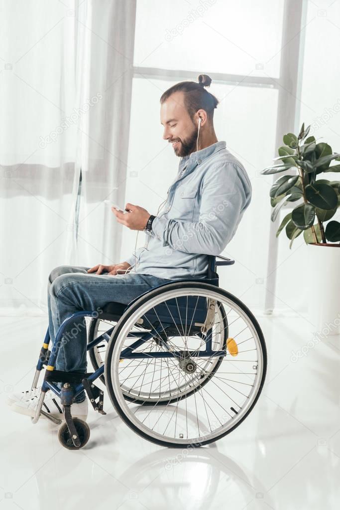 disabled man listening music