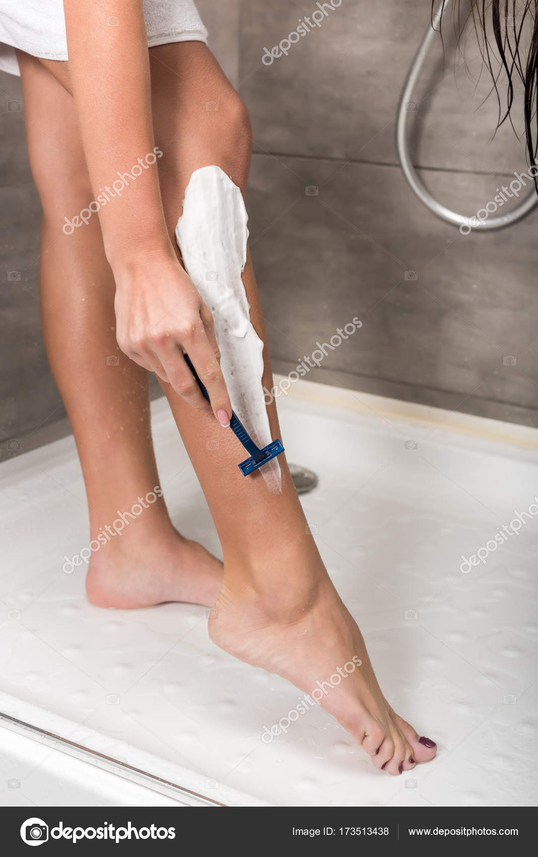 Girl shaving shower