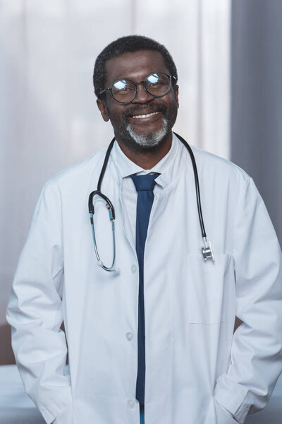 doctor in white coat with stethoscope 