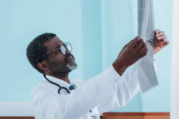 Dokter kijkt naar patiënt röntgenfoto — Gratis stockfoto