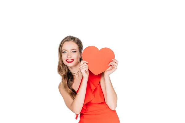 Elegant girl with heart symbol — Stock Photo, Image