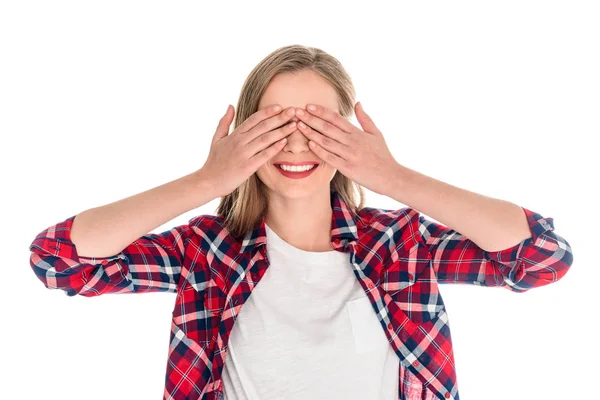 Young woman closing eyes — Free Stock Photo