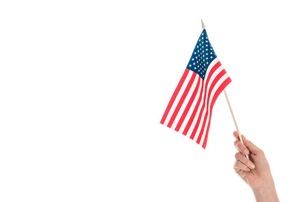 hand holding american flag