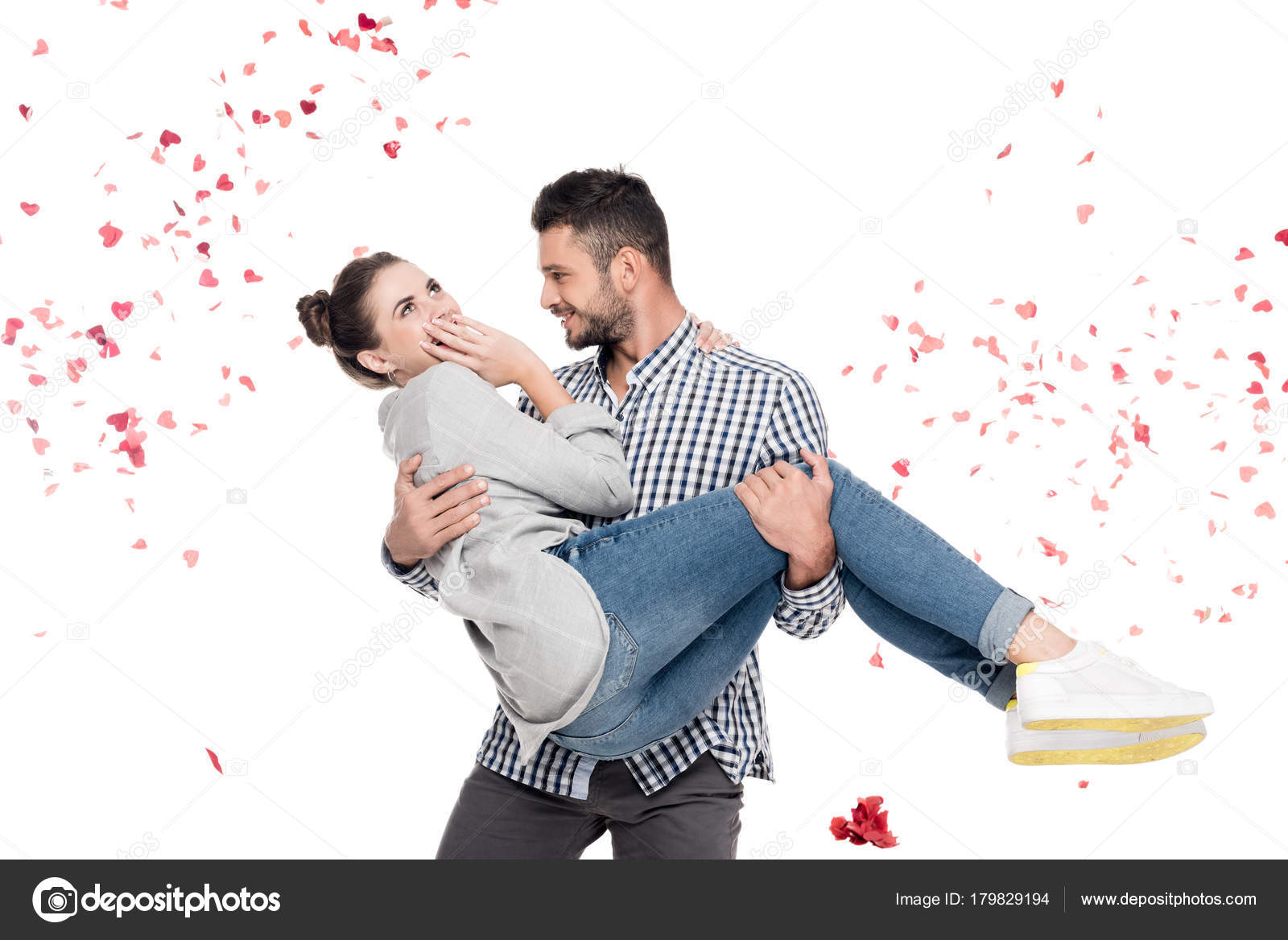 Boyfriend Carrying Girlfriend Isolated White Valentines Day Concept Royalty Free Photo Stock Image By C Igorvetushko 179829194