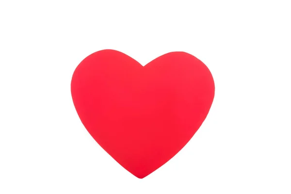Jedno Červené Srdce Izolované Bílém Valentines Day Koncept — Stock fotografie