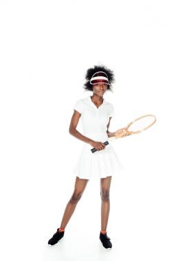 beyaz izole gürültü ile beyaz spor tenis oyuncusu