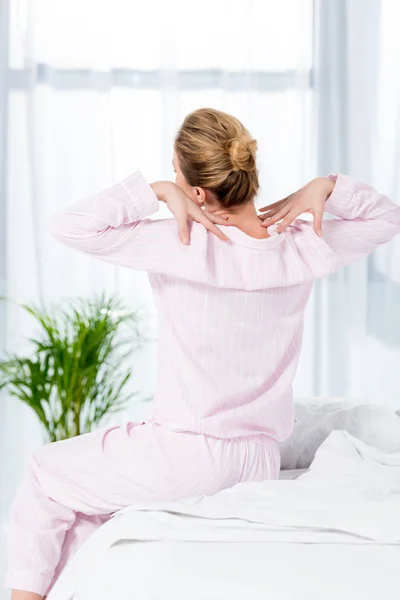 Back View Woman Stretching Wake — Stock Photo, Image