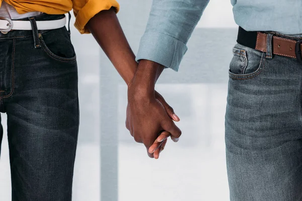 Cropped Image African American Couple Holding Hands Home — Stock Photo, Image