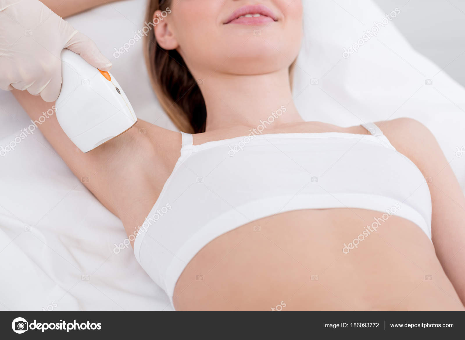 Partial View Woman Getting Laser Hair Removal Epilation Armpit