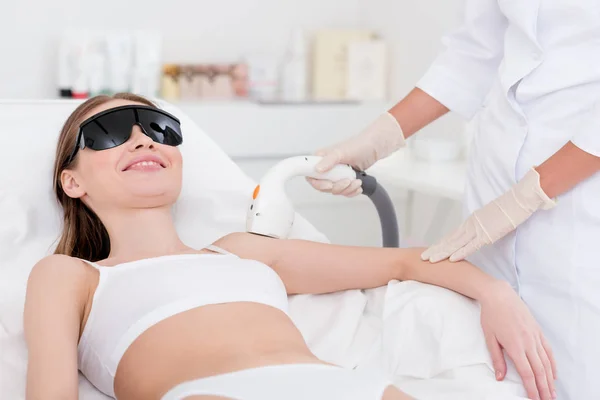 Cropped Shot Woman Getting Laser Hair Removal Procedure Arm Salon — Stock Photo, Image
