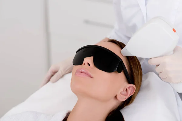 Partial View Young Woman Receiving Laser Hair Removal Epilation Face — Stock Photo, Image