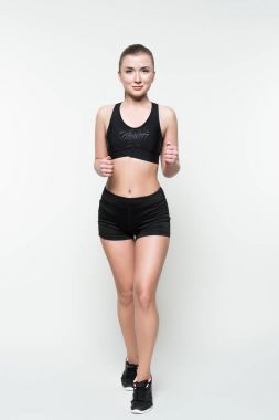 Uygun kız izole üzerinde beyaz eğitim