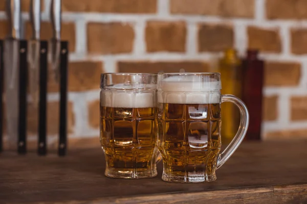 Two Glasses Beer Kitchen Counter — Stock Photo, Image