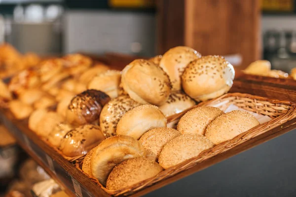 Taze Pişmiş Ekmek Hipermarket Görünümünü Kapat — Stok fotoğraf