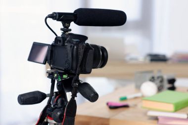 Digital fotoğraf makinesi ile video blog evde çekim için mikrofon