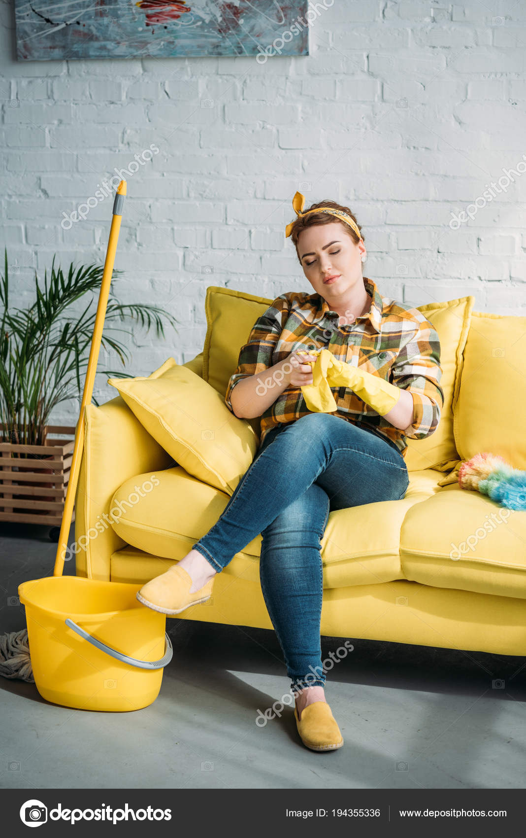 rubber gloves woman