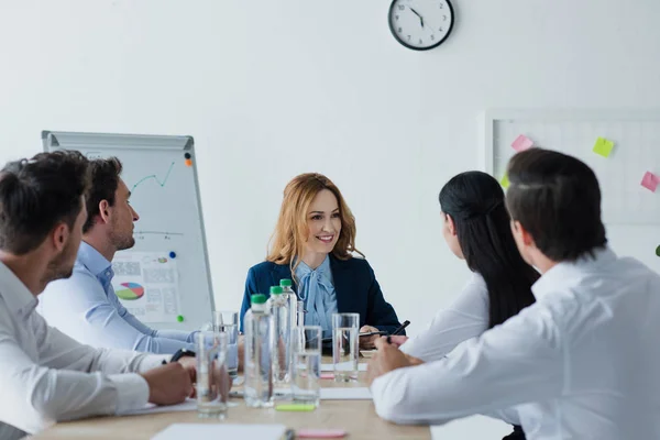 Partial View Business Colleagues Having Discussion Workplace Office — Stock Photo, Image