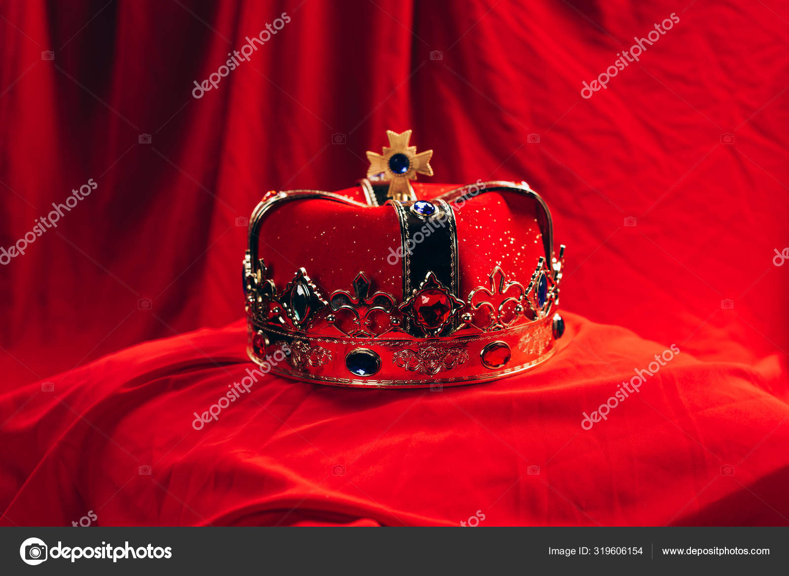 Ancient Golden Crown Gemstones Red Cloth Stock Photo by ©IgorVetushko ...