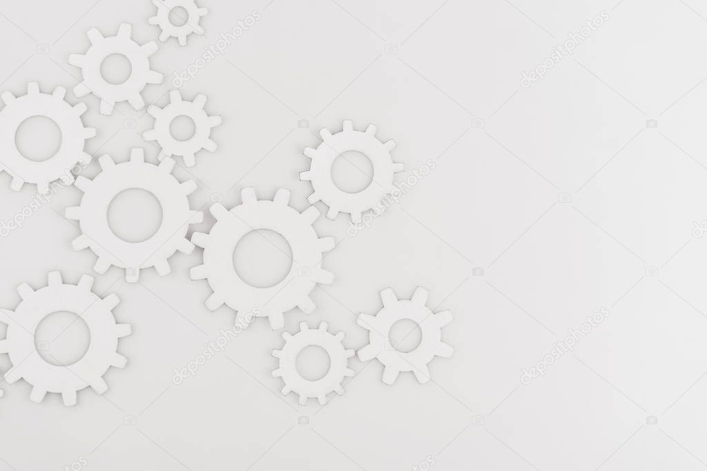 top view of round gears isolated on white