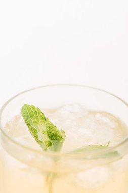 Nane yapraklı taze limonata manzarasını kapat.