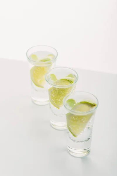 Fresh Tequila Lime Row Isolated White — Stock Photo, Image