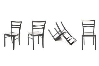 Modern black wooden chairs isolated on white clipart