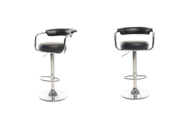 Two black bar stools isolated on white clipart
