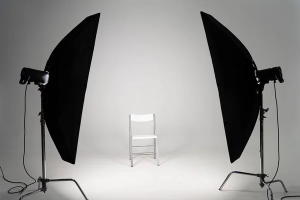 White Chair Studio Light Grey Background — Stock Photo, Image