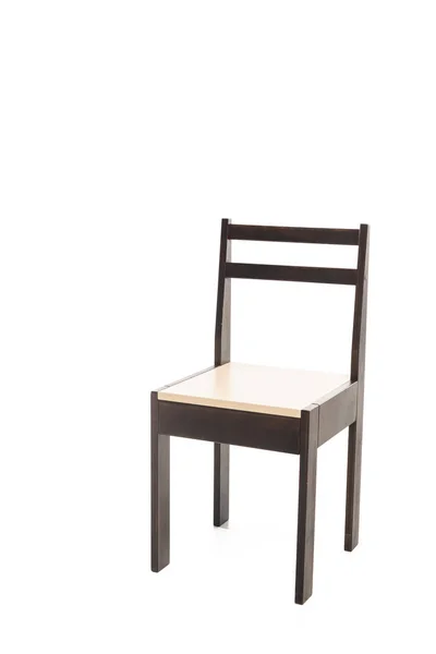Wygodne Brązowe Krzesło Drewniane Izolowane Białym — Zdjęcie stockowe