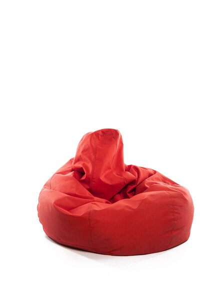 Red bean bag chair on white background