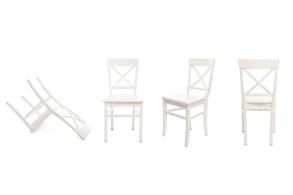 White Wooden Chairs Isolated White — Stock Photo, Image