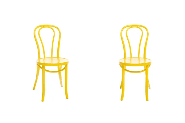 Chaises Jaunes Modernes Isolées Sur Blanc — Photo