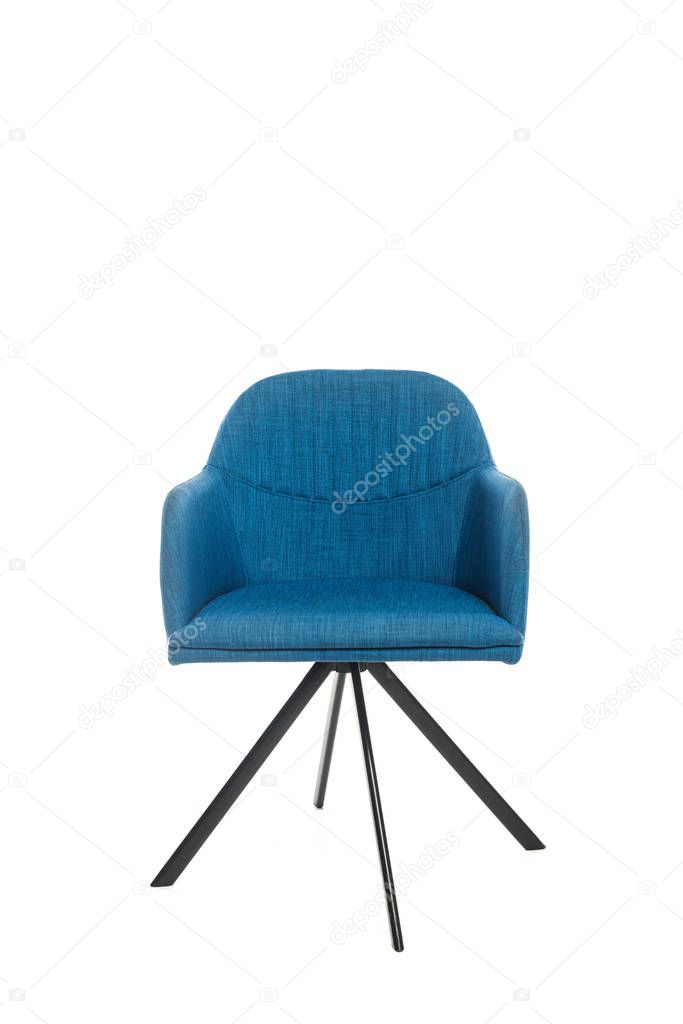 Trendy blue armchair isolated on white