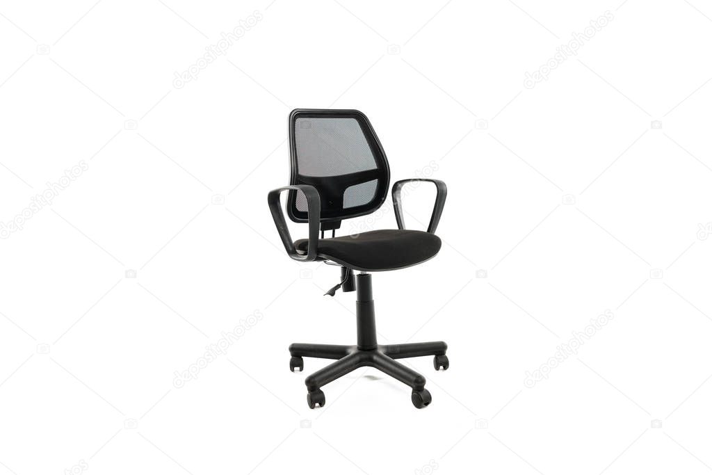 Comfortable office chair with wheels isolated on white
