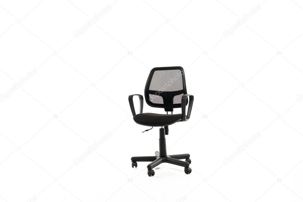 Comfortable office chair with copy space isolated on white