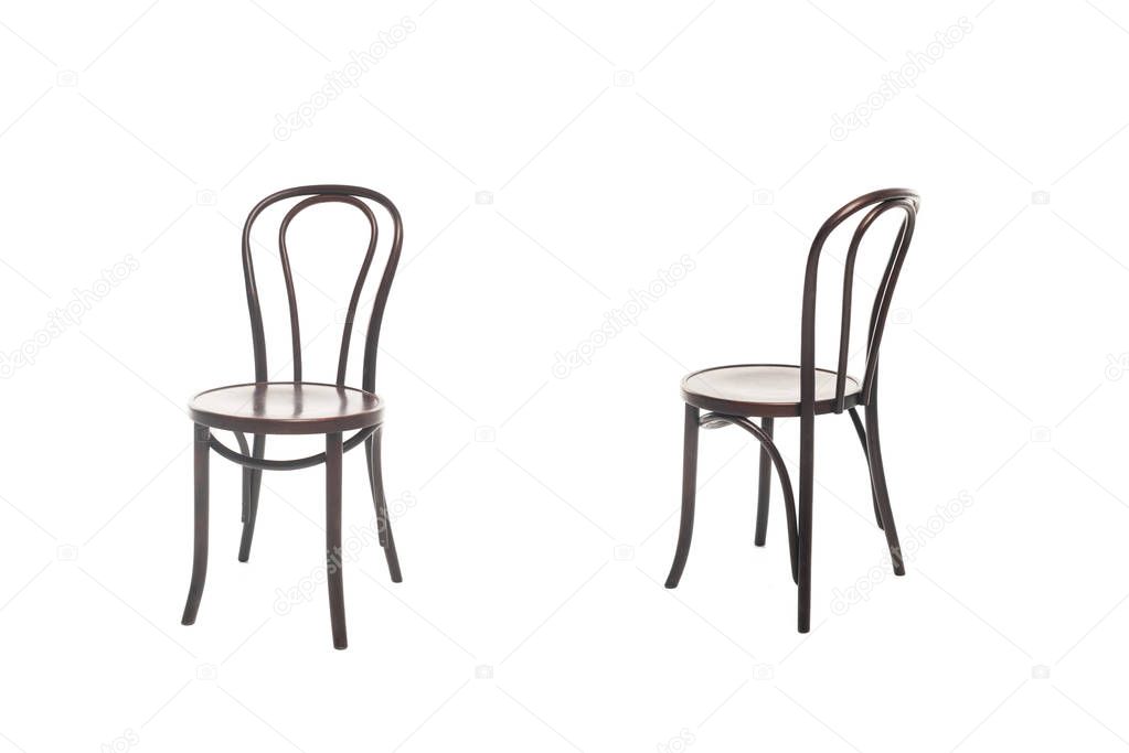Brown wooden chairs isolated on white