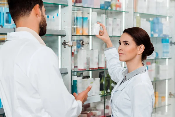 Pharmacists Jar Pills Drugstore Showcase — Stock Photo, Image