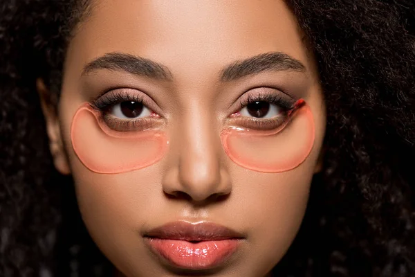 Beautiful African American Girl Hydrogel Eye Patches — Stock Photo, Image