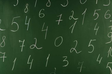 Yeşil okul yazı tahtasındaki aritmetik numaralar 