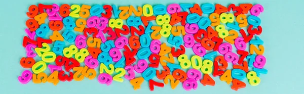 Top View Colorful Numbers Blue Background Panoramic Shot — Stock Photo, Image