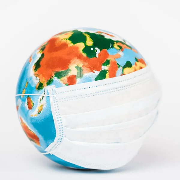 Close Globe Medical Mask White — Stock Photo, Image