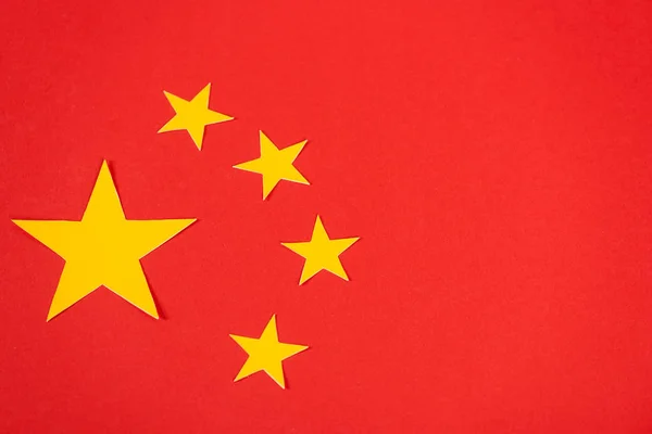 Horní Pohled Čínskou Červenou Vlajku Hvězdami — Stock fotografie