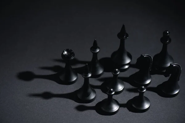 Selective Focus Chess Figures Black Copy Space — Stock Photo, Image