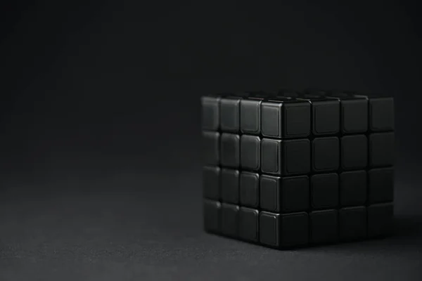 Kyiv Ukraine February 2020 Selective Focus Dark Rubik Cube Black — 图库照片