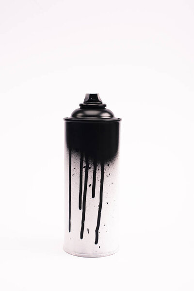 metallic graffiti paint can isolated on white 