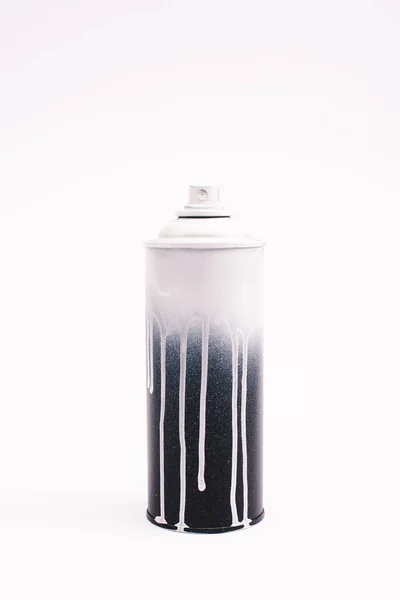 Metallische Graffiti Farbflasche Isoliert Auf Weiß — Stockfoto