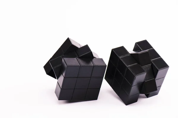 Kyiv Ukraine February 2020 Black Rubik Cubes Strategy Game White — Stock Photo, Image