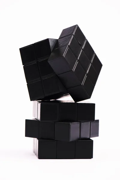 Kyiv Ukraine February 2020 Black Rubik Cubes Logic Game Isolated — Stock Photo, Image